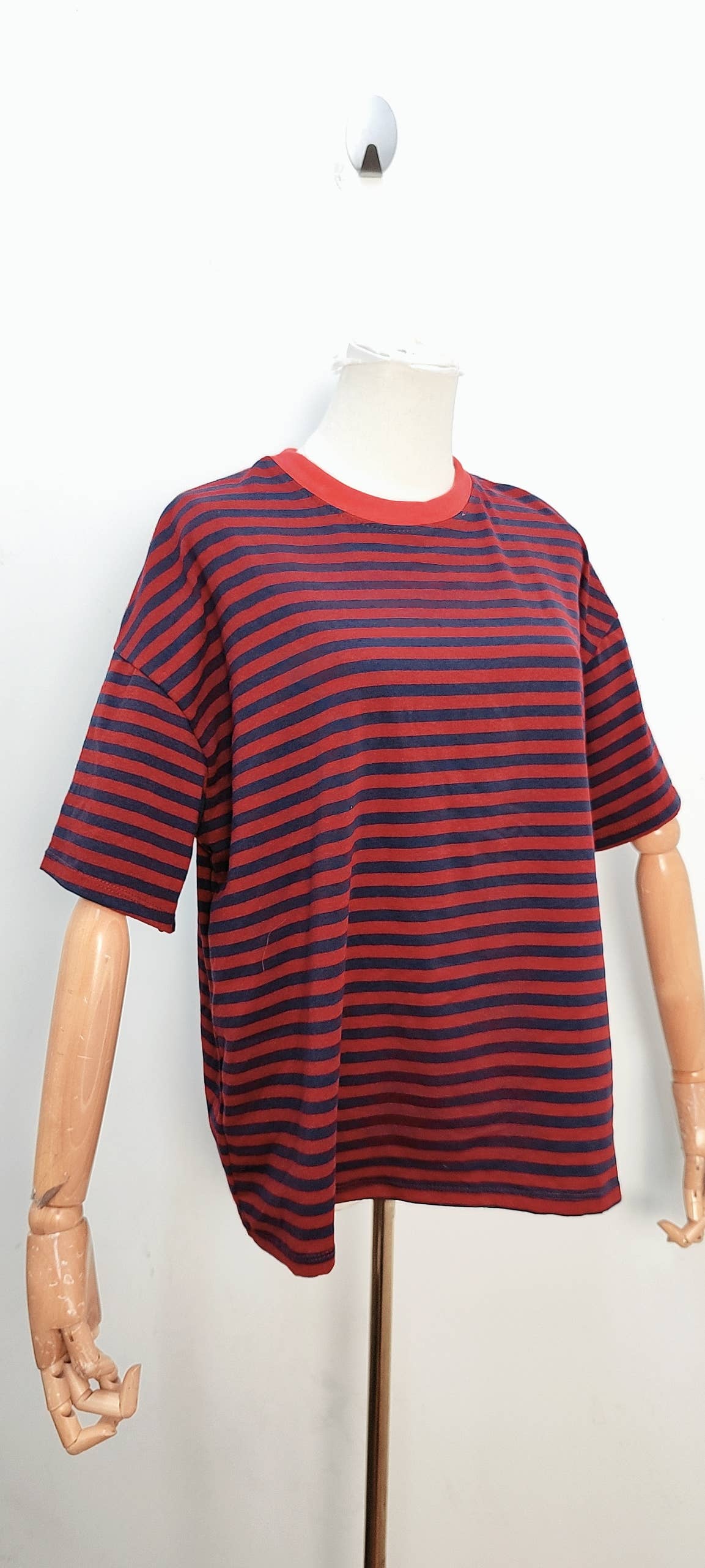 Camiseta de rayas de manga corta teja