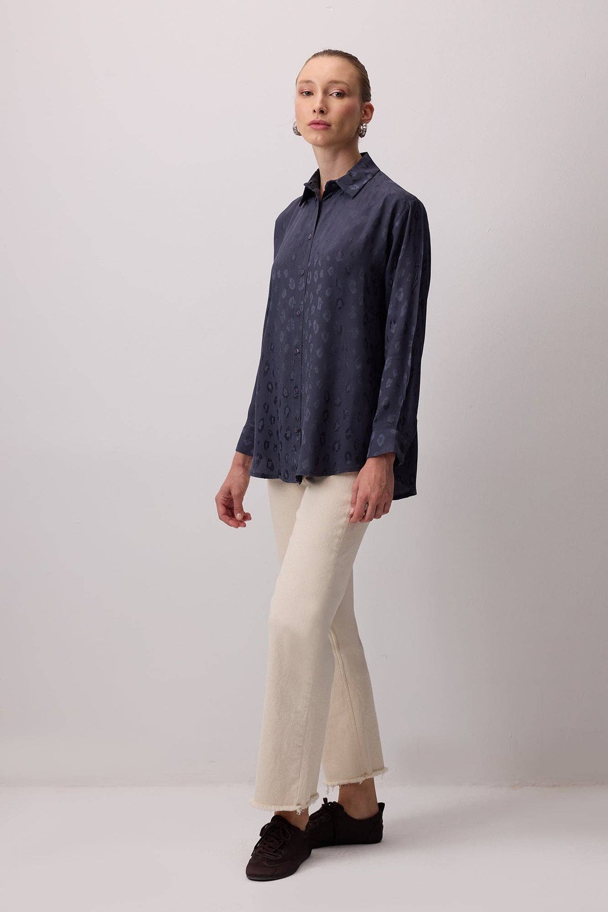 Camisa Jacquard con Estampado de Leopardo
