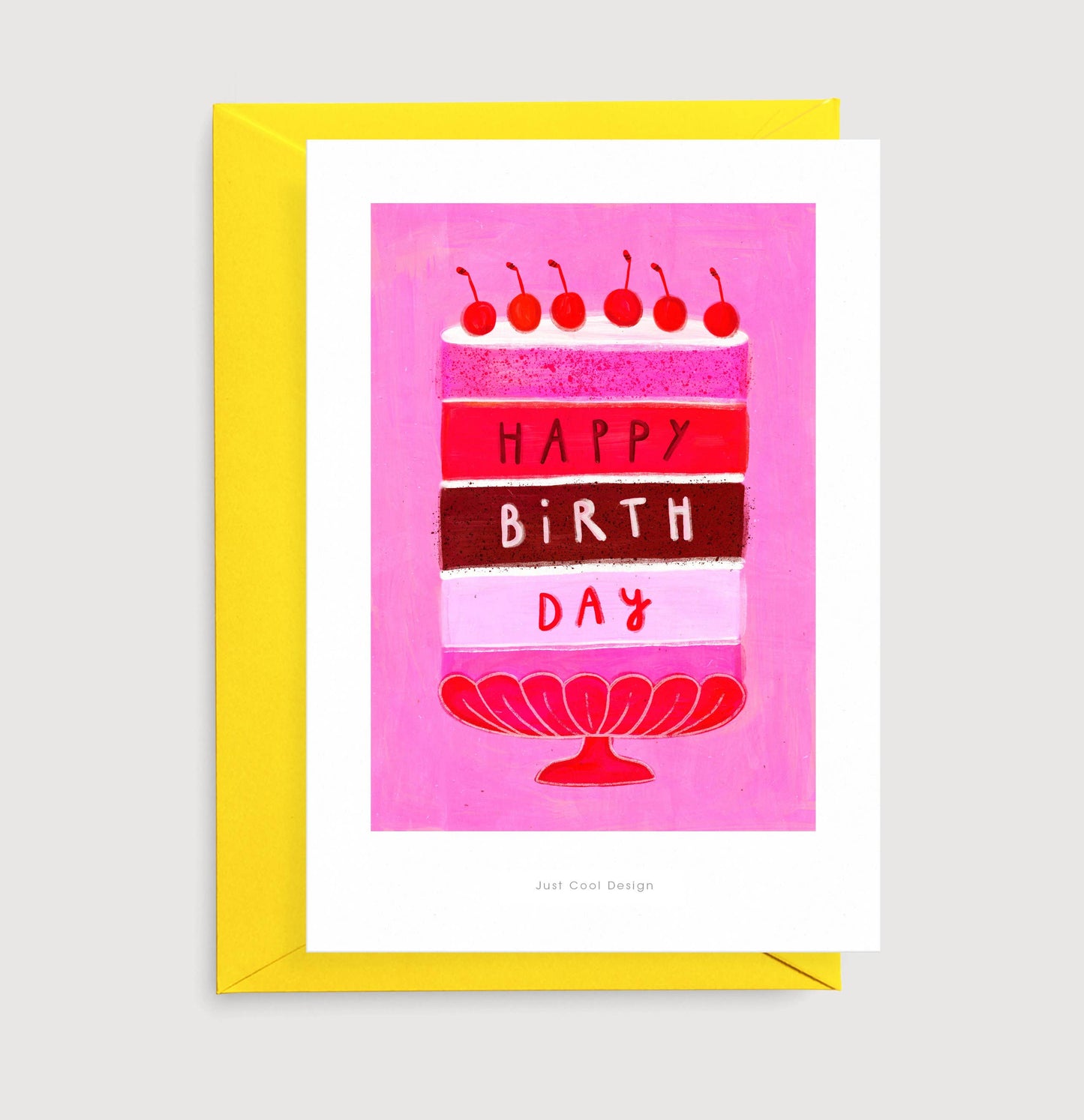 A6 Tarjeta o Postal con Sobre Cumpleaños Tarta Alta Happy Birthday