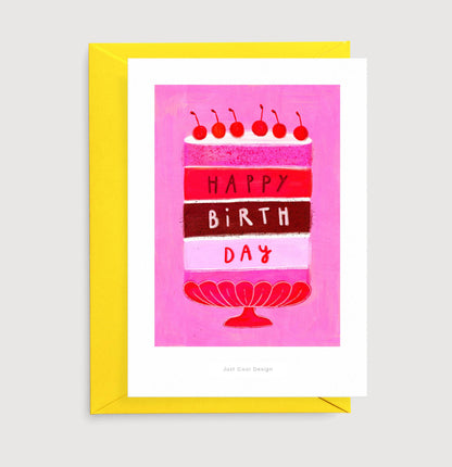 A6 Tarjeta o Postal con Sobre Cumpleaños Tarta Alta Happy Birthday