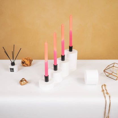 Vela de Candelabro Degradado Fucsia Blanco Naranja