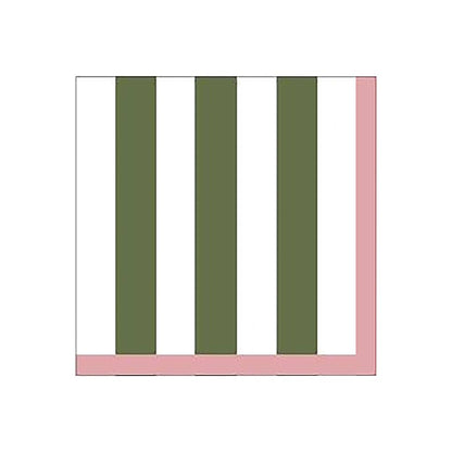 Servilletas de Papel rayas caqui borde fucsia