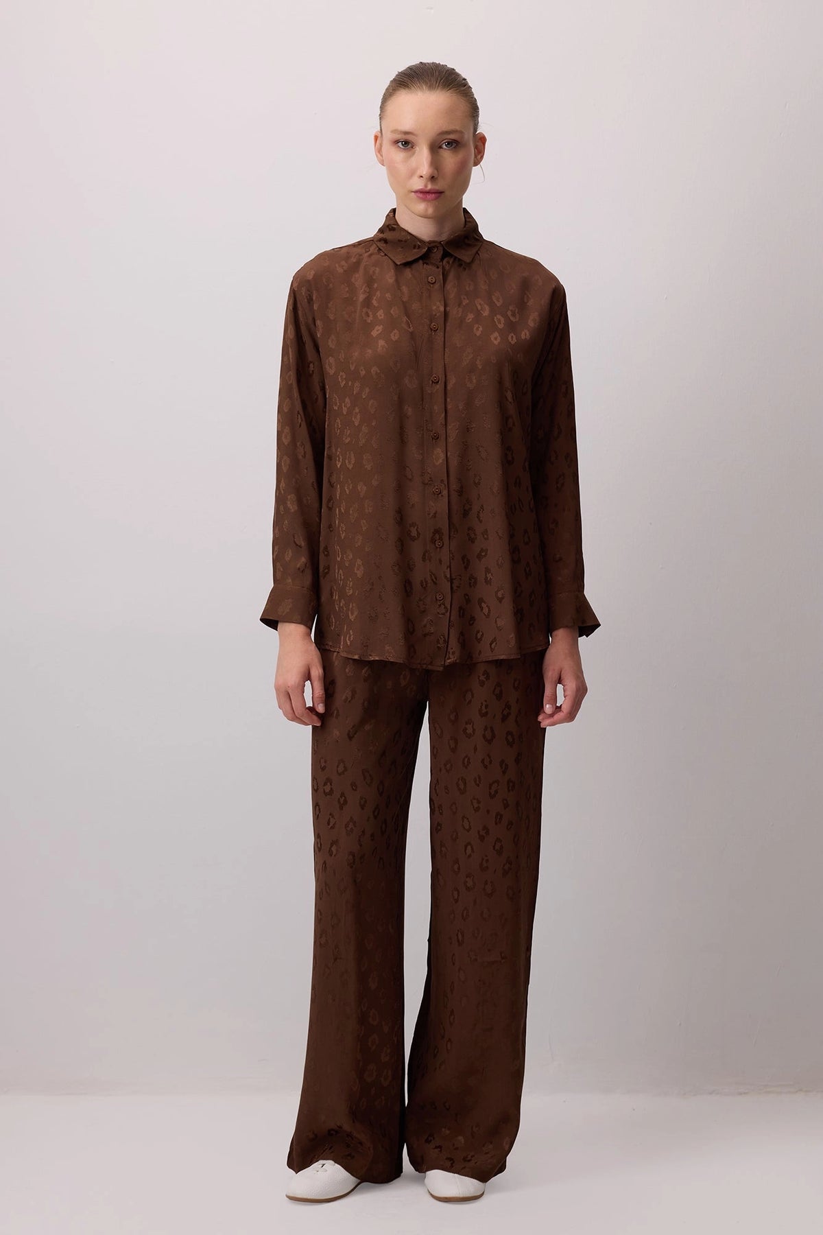 Camisa Jacquard con Estampado de Leopardo