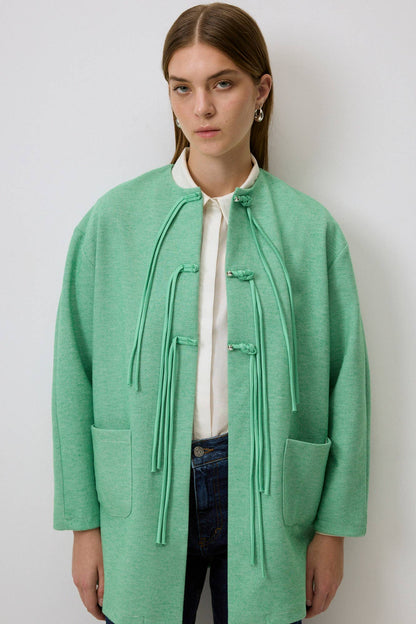 Chaqueta Verde Agua con Cordones