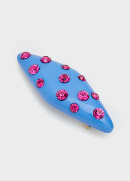Pasador Resina Blanco Diamantes Azules