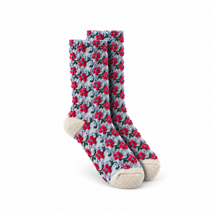 Calcetines flores en relieve - Azul claro