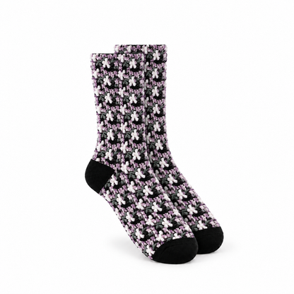 Calcetines flores en relieve - Negro