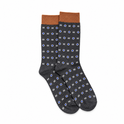 Calcetines hombre con flores gris