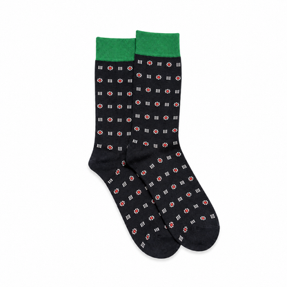 Calcetines hombre con flores negro