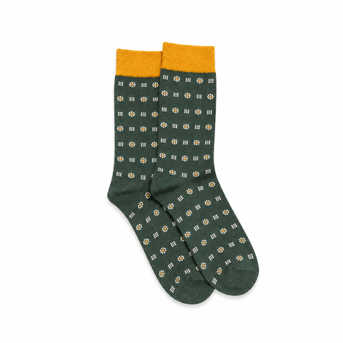 Calcetines hombre con flores verde oscuro