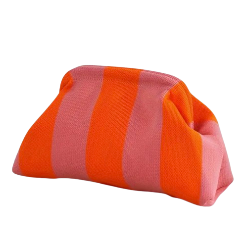 Clutch rayas naranja y rosa