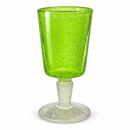 Copa Cristal Burbujitas Verde Base Blanca