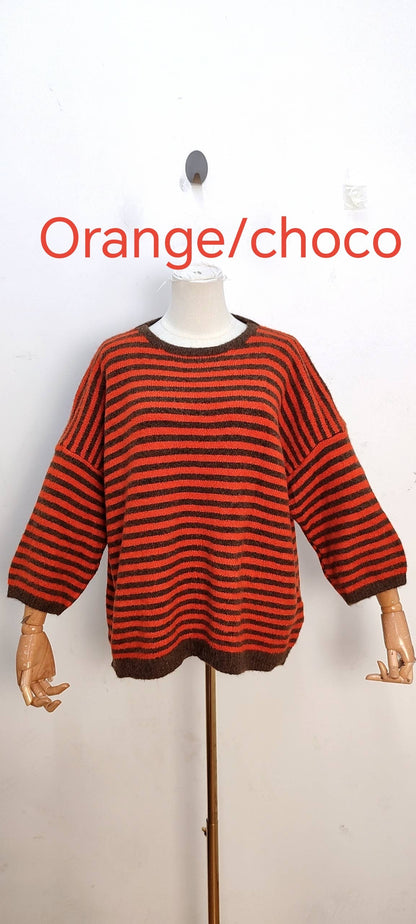 Jersey de punto bicolor amarillo y chocolate