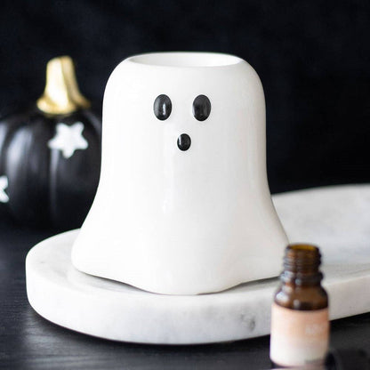 Lámpara Aromática de Cerámica, Quemador Aceites Esenciales Cera Wax Melts Fantasma
