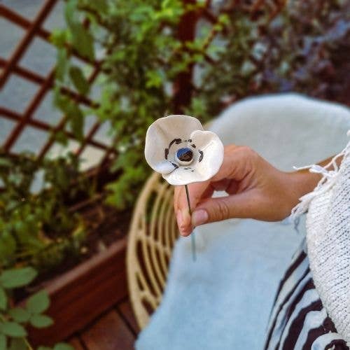 Flor Cerámica Amapola Roja
