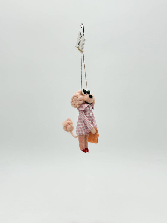 Adorno de Navidad de perro con gafas de sol de figura de fieltro