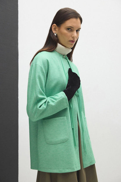 Chaqueta Verde Agua con Cordones