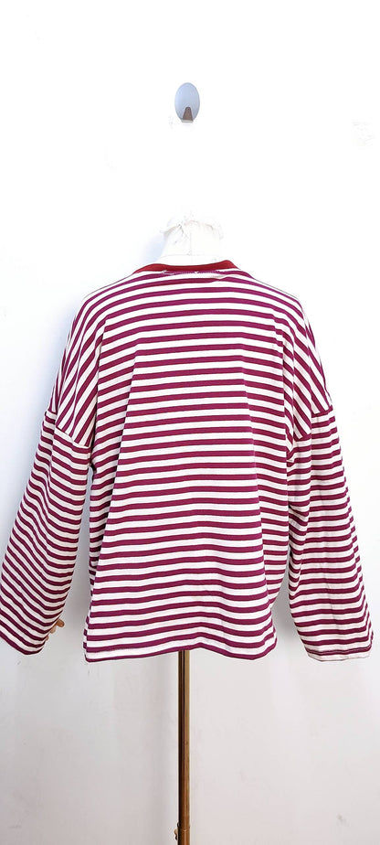 Camiseta de manga larga rosa y rojo