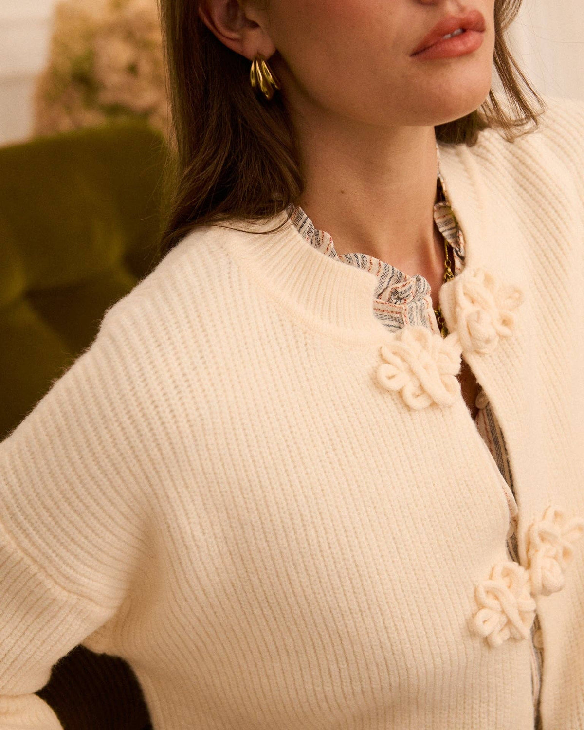 Cardigan Chaqueta Botón Oriental