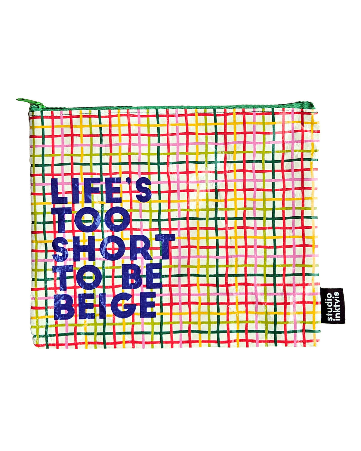 Neceser Plástico Cuadros Life's Too Short To Be Beige
