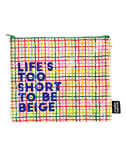 Neceser Plástico Cuadros Life's Too Short To Be Beige