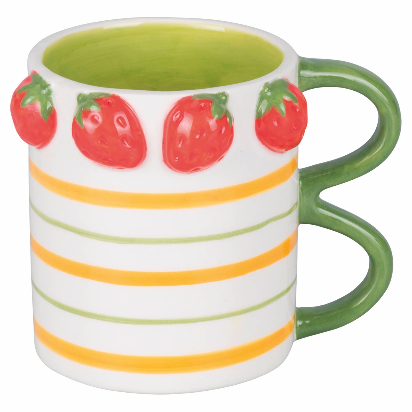 Taza Rayas Horizontales con Asa Doble Fresa