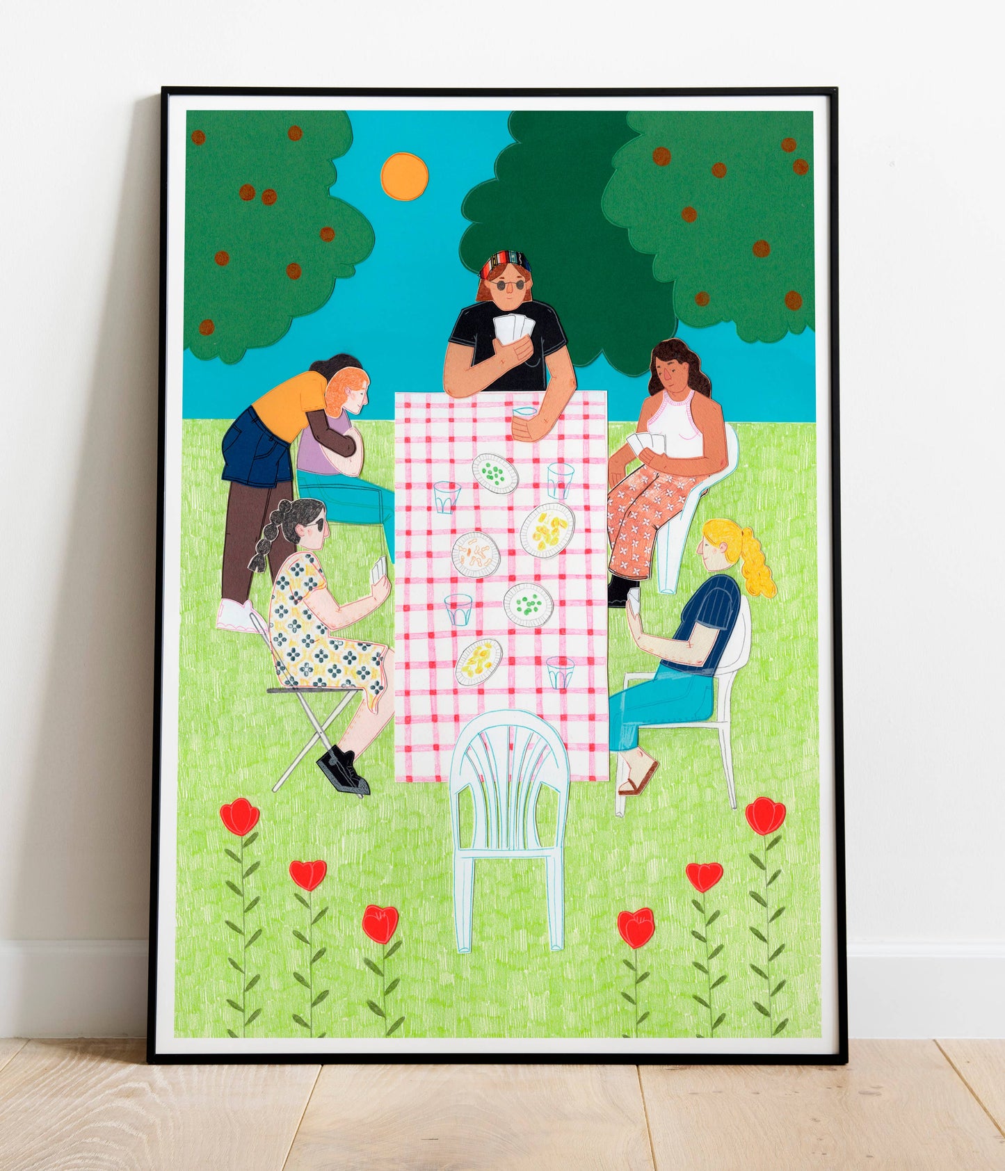 Lámina Ilustración Chicas Picnic