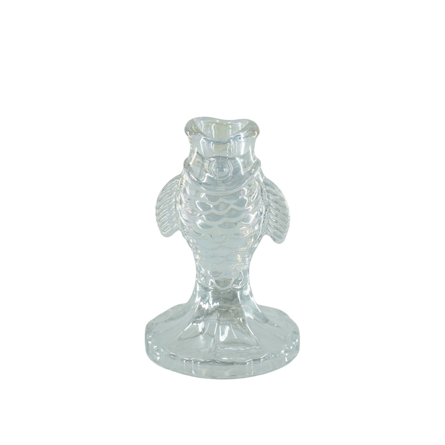 Candelabro Portavelas Pez Vidrio Transparente