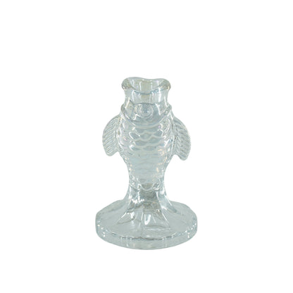 Candelabro Portavelas Pez Vidrio Transparente