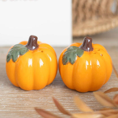 Salero y Pimentero Cerámica en Forma de Calabaza