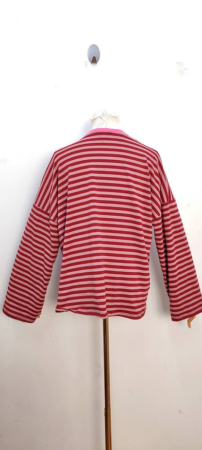 Camiseta de manga larga rosa y rojo