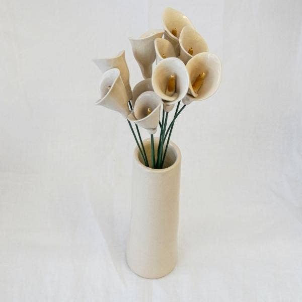 Flor Cerámica Cala o Lirio Blanco