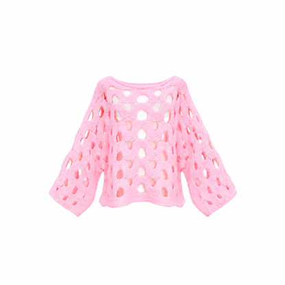Jersey de Punto Calado Oversize Rosa - foto de estudio