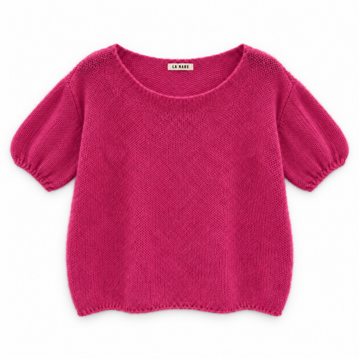 Jersey manga corta mohair manga abullonada Fucsia