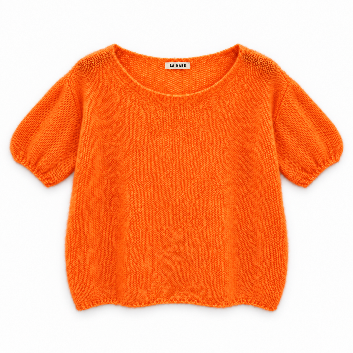 Jersey manga corta mohair manga abullonada Naranja