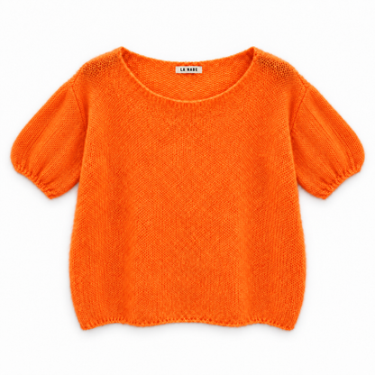 Jersey manga corta mohair manga abullonada Naranja