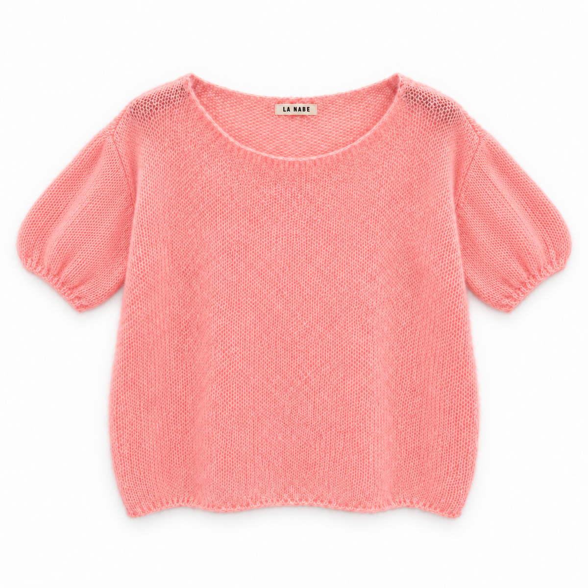 Jersey manga corta mohair manga abullonada Rosa