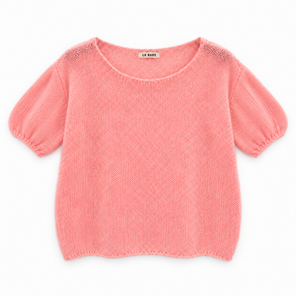 Jersey manga corta mohair manga abullonada Rosa