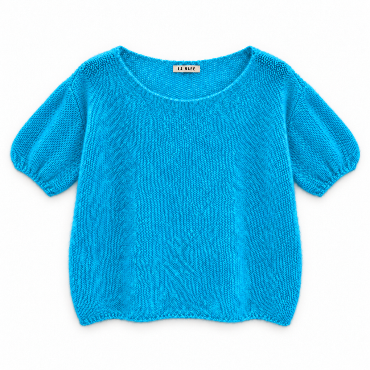 Jersey manga corta mohair manga abullonada Turquesa