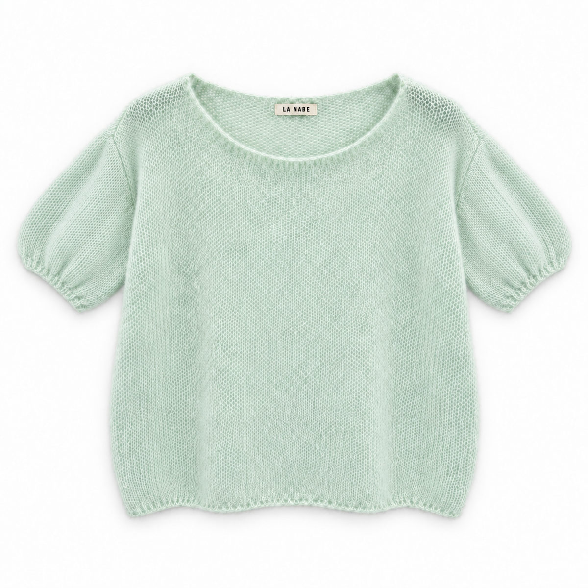 Jersey manga corta mohair manga abullonada Verde Menta