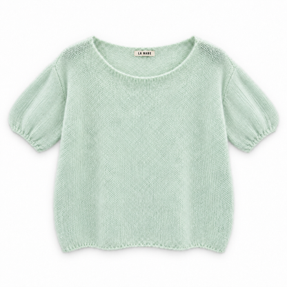 Jersey manga corta mohair manga abullonada Verde Menta