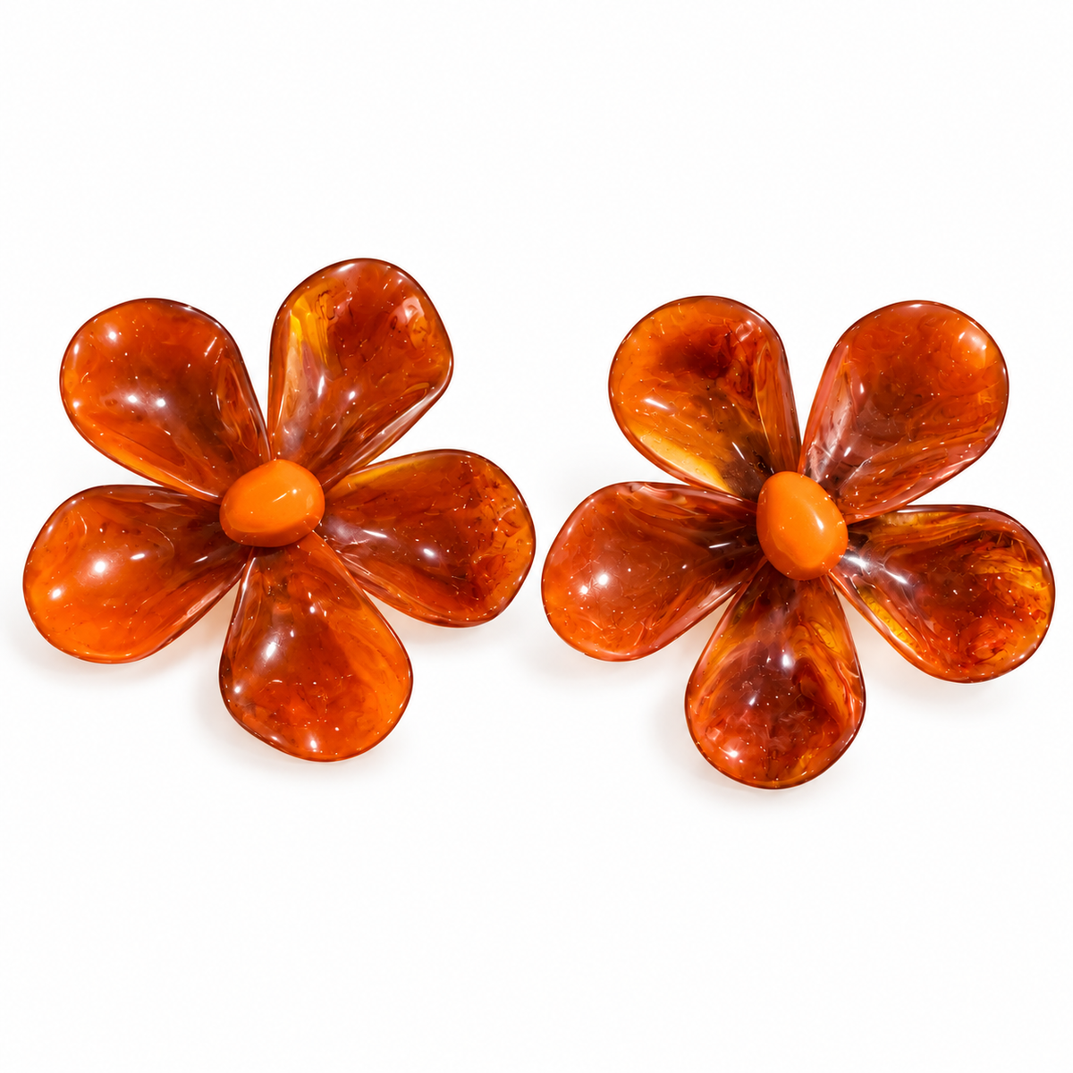 Pendiente Maxi Flor Resina Naranja