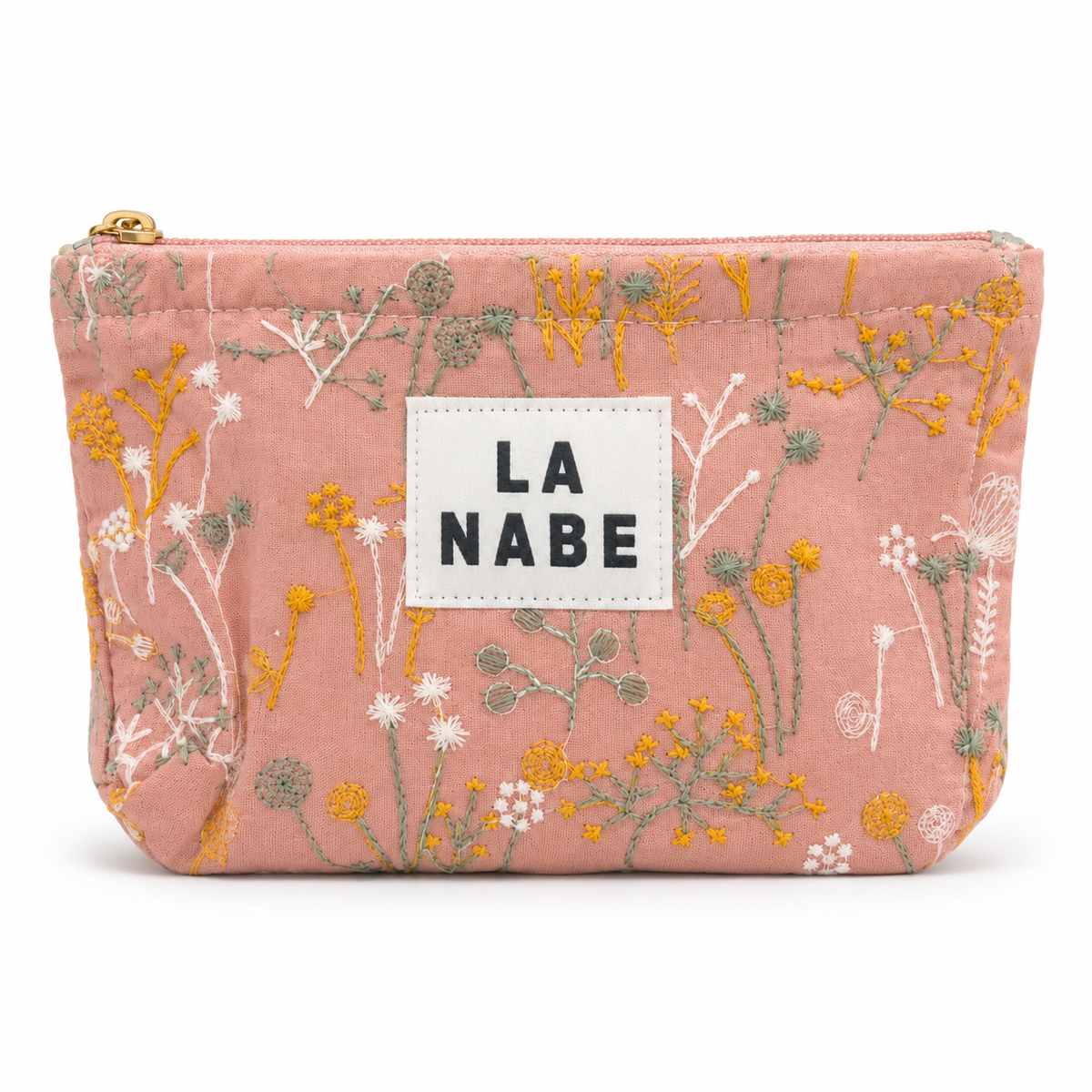 Monedero Rosa con Flores Bordadas — foto de estudio con fondo blanco