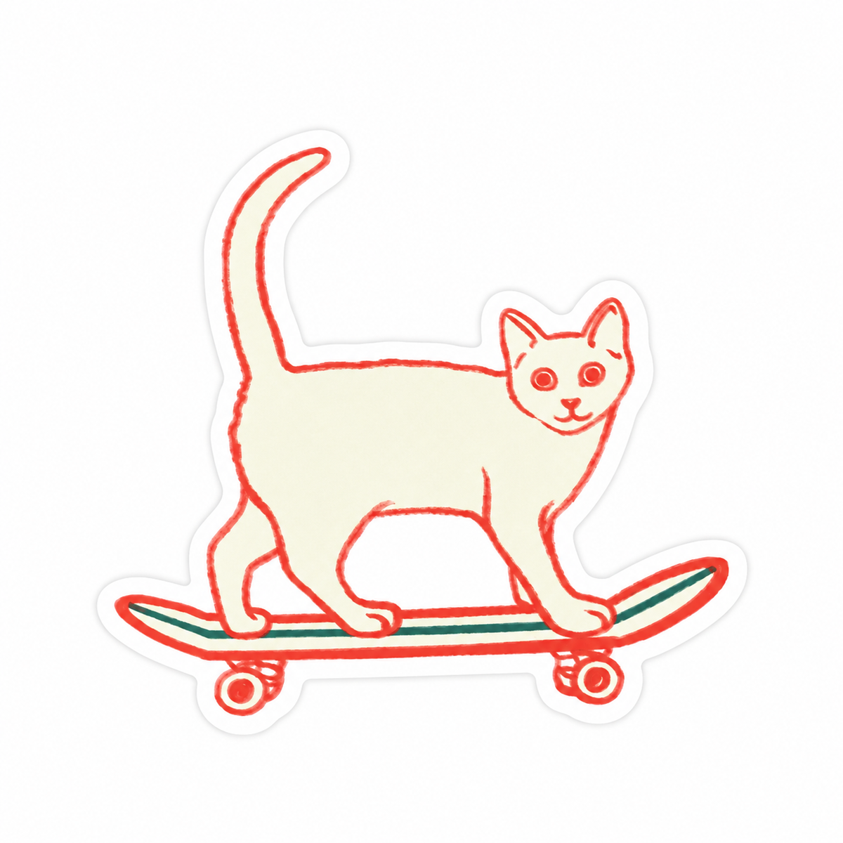 Pegatina gato en monopatín
