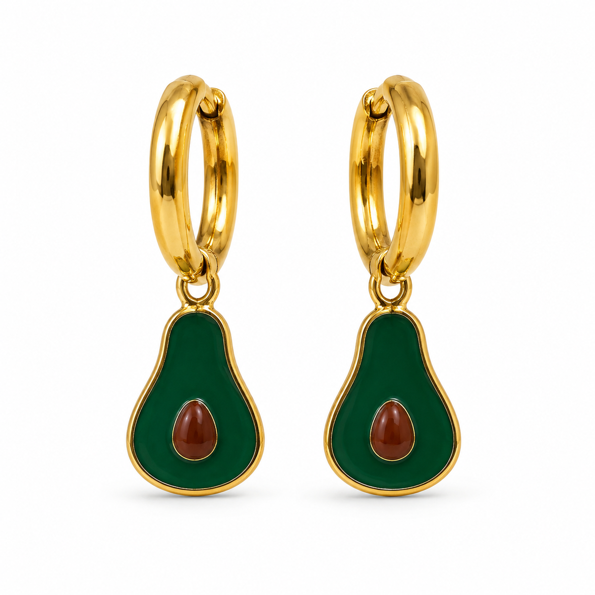 Mini Pendientes Aguacate — par sobre fondo blanco