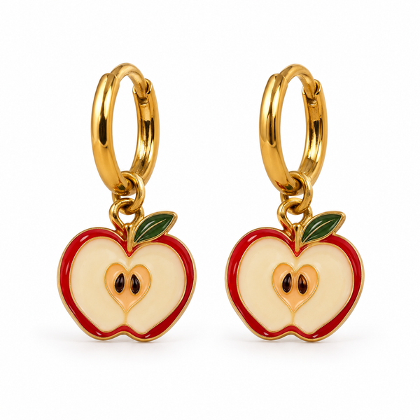 Mini Pendientes Manzana — par sobre fondo blanco