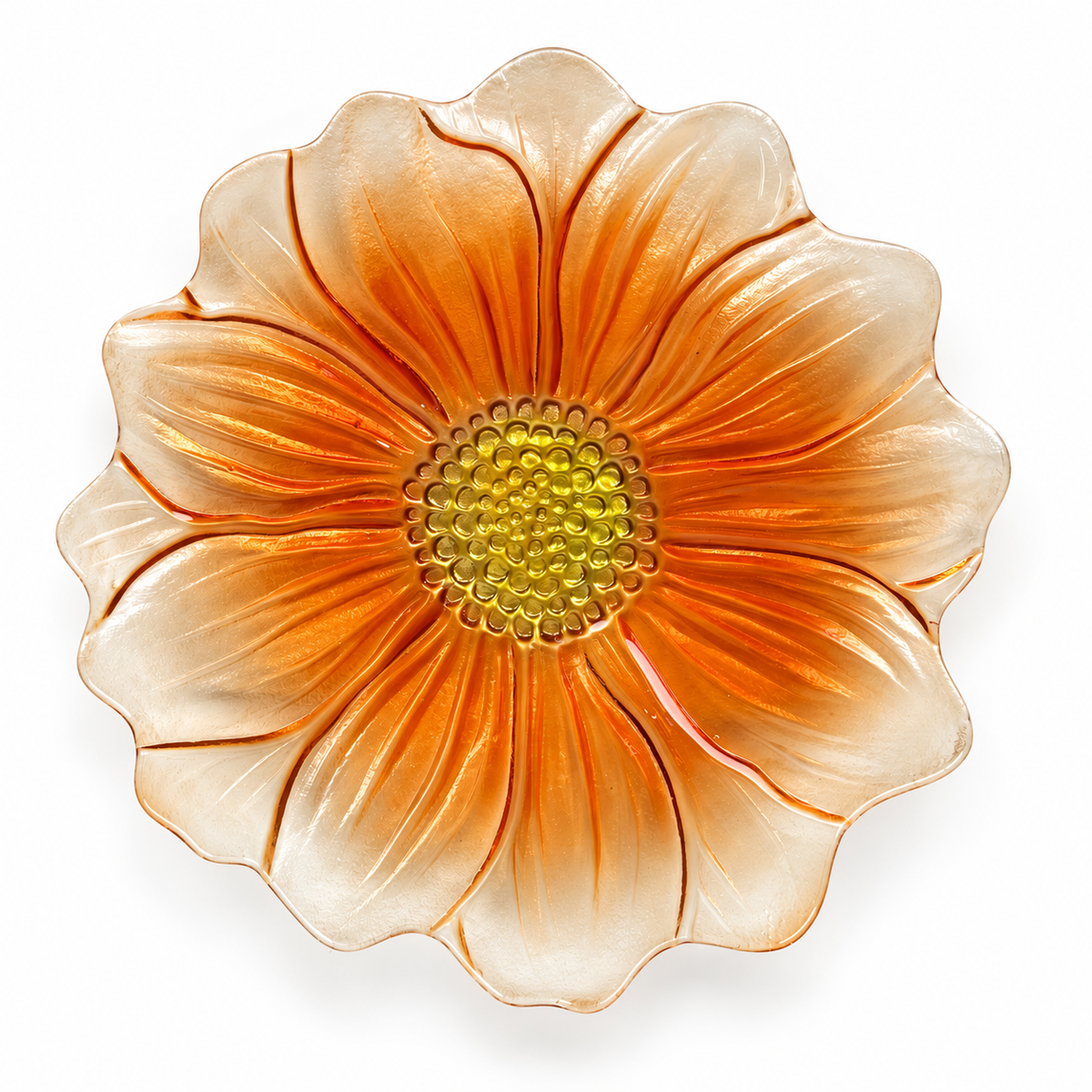Plato Flor Grande Naranja sobre fondo blanco
