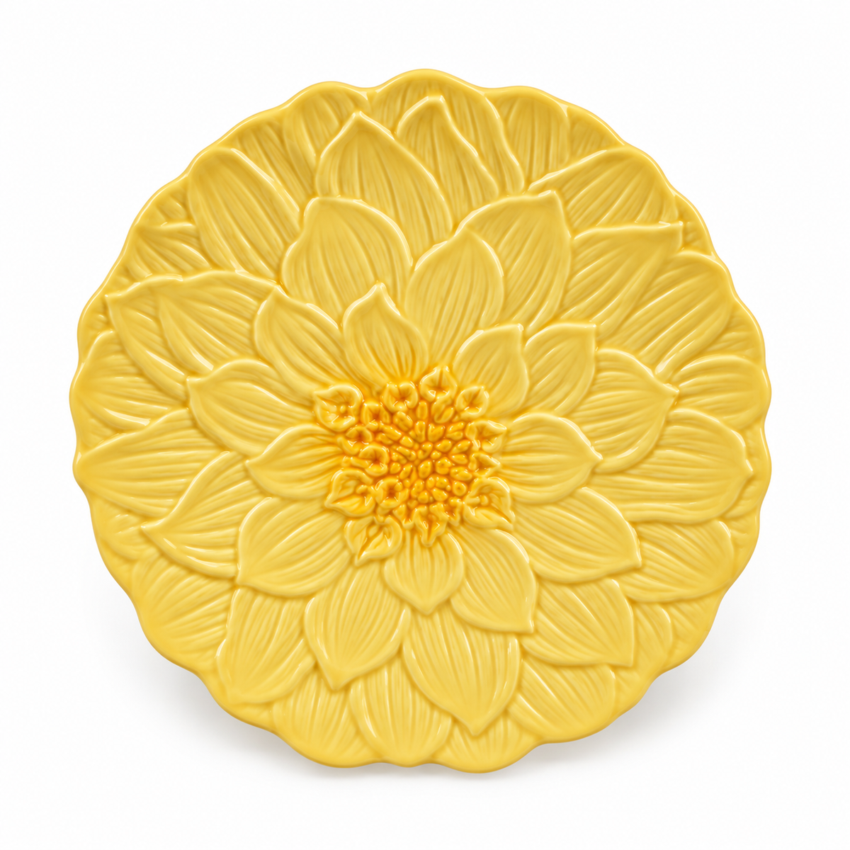 Plato Pequeño Flor Amarilla sobre fondo blanco