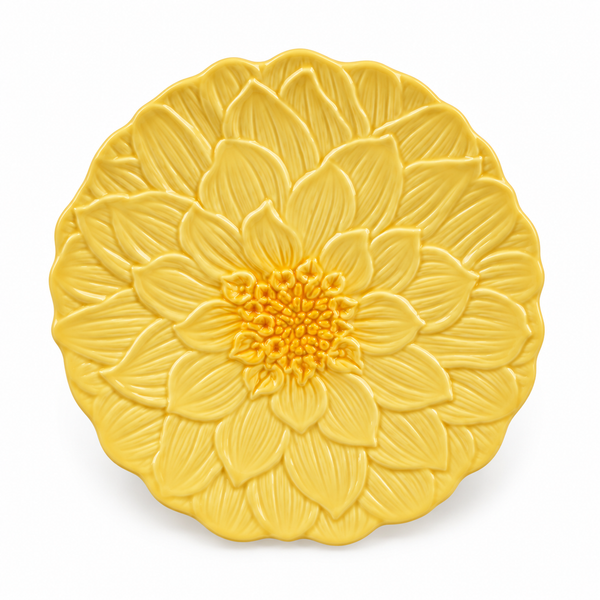Plato Pequeño Flor Amarilla sobre fondo blanco