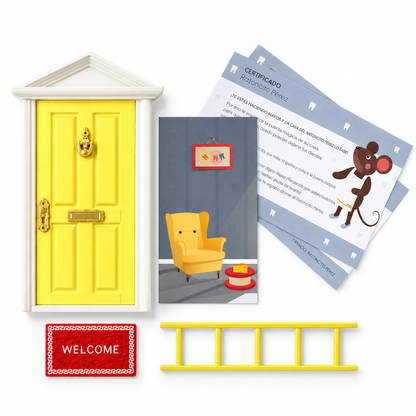 Puerta Ratoncito Pérez Amarillo con accesorios